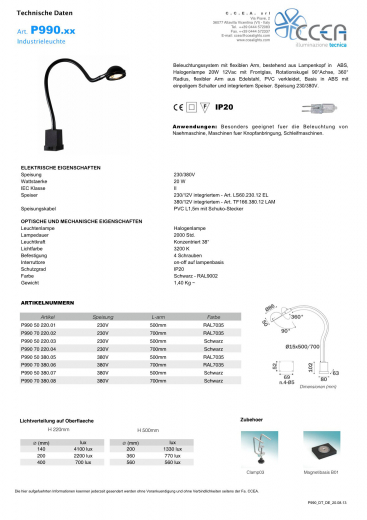 C.C.E.A. Industrienhmaschinenleuchte P990-70